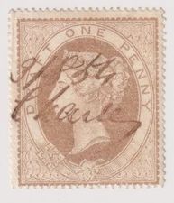 Great Britain Draft One Penny Fiscal/Revenue SG F2 - Used Pen Cancel