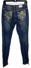 Coogi Womens Distressed Rainbow Pocket Skinny Jeans 5/6 Y2K