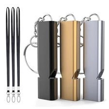 3 Pack Emergency Whistles with Lanyard, Double Tubes Safety Survival Whistles 
