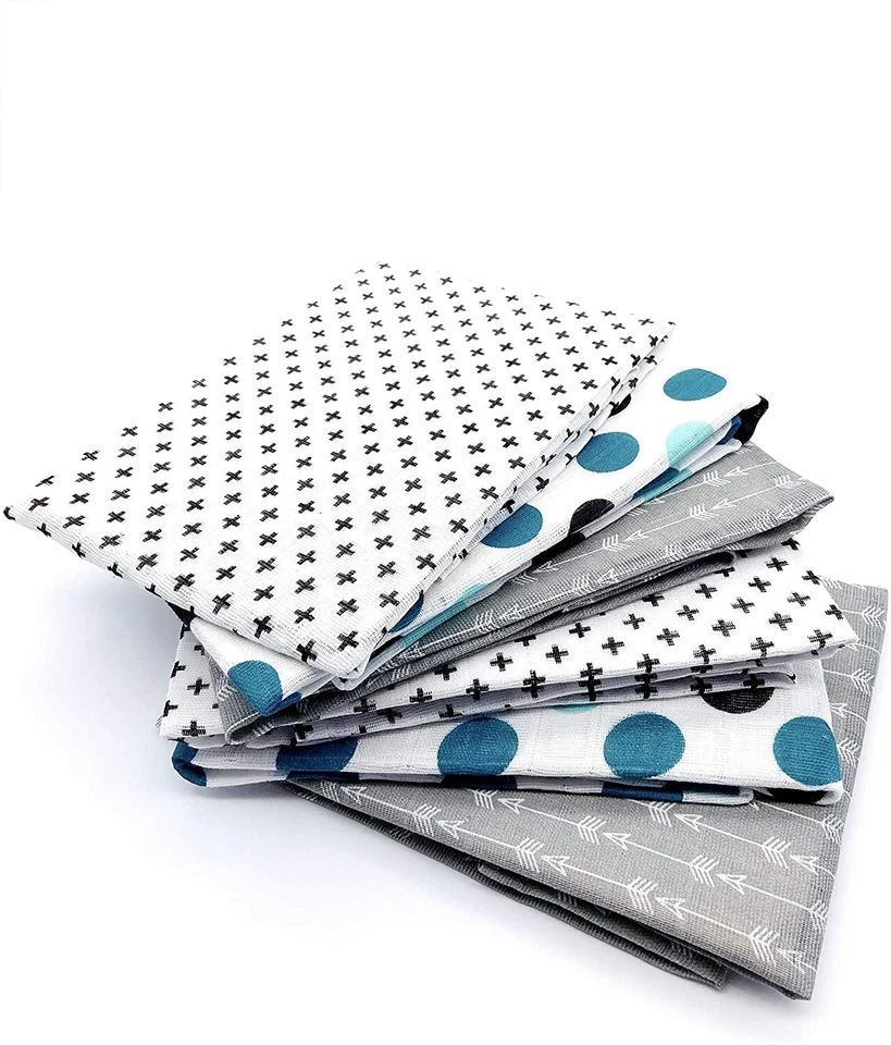 6er Pack - Große 100% Baumwolle Bedruckte Baby Musselin Quadrate - Musselin Tücher, Swaddle - Bild 2 von 4