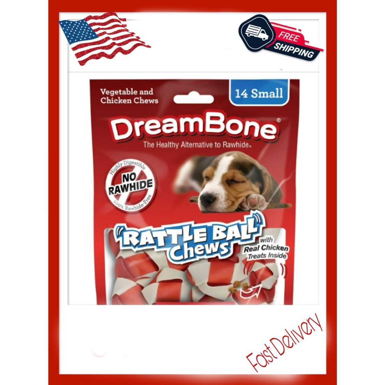 DreamBone RattleBall Small Chews 14 Count, Rawhide-Free Chews For Dogs, 6.4 oz