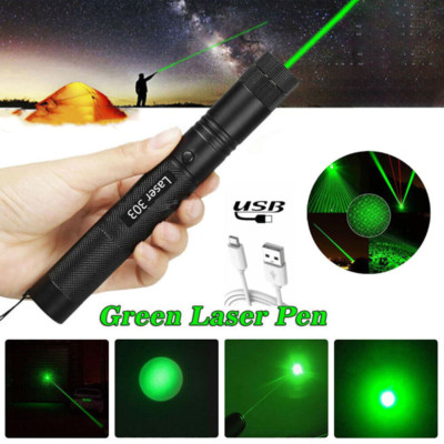 High Power 8000Mile Green Laser Pointer Lazer Pen Visible Beam Light Torch USB