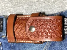 Personalized Leather Folding Knife Sheath Buck 110, Gerber ZT 350….Horizontal