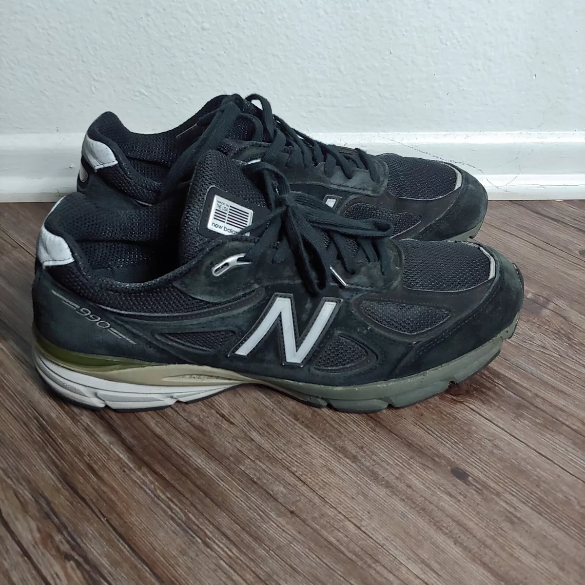 Mens New Balance 990v4 M990BK4 black grey silver Size 11.5 RARE sneakers