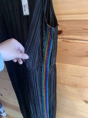 Wild Fable Sleeveless Cropped Bodre Rainbow Striped Crinkle Jumpsuit - Picture 9 of 12