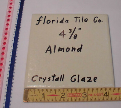 1 pc. Almond Color: Crystal Glazed Ceramic Tile 4-3/8'' by Florida Co.  New