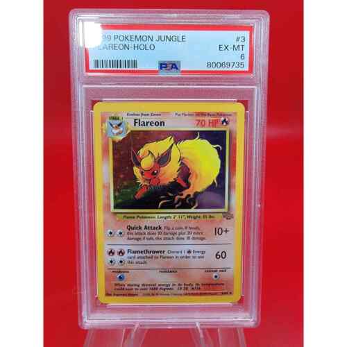 1999 Pokémon Jungle - Flareon Holo Rare 3/64 - PSA 6 EX-Mint - Picture 1 of 5