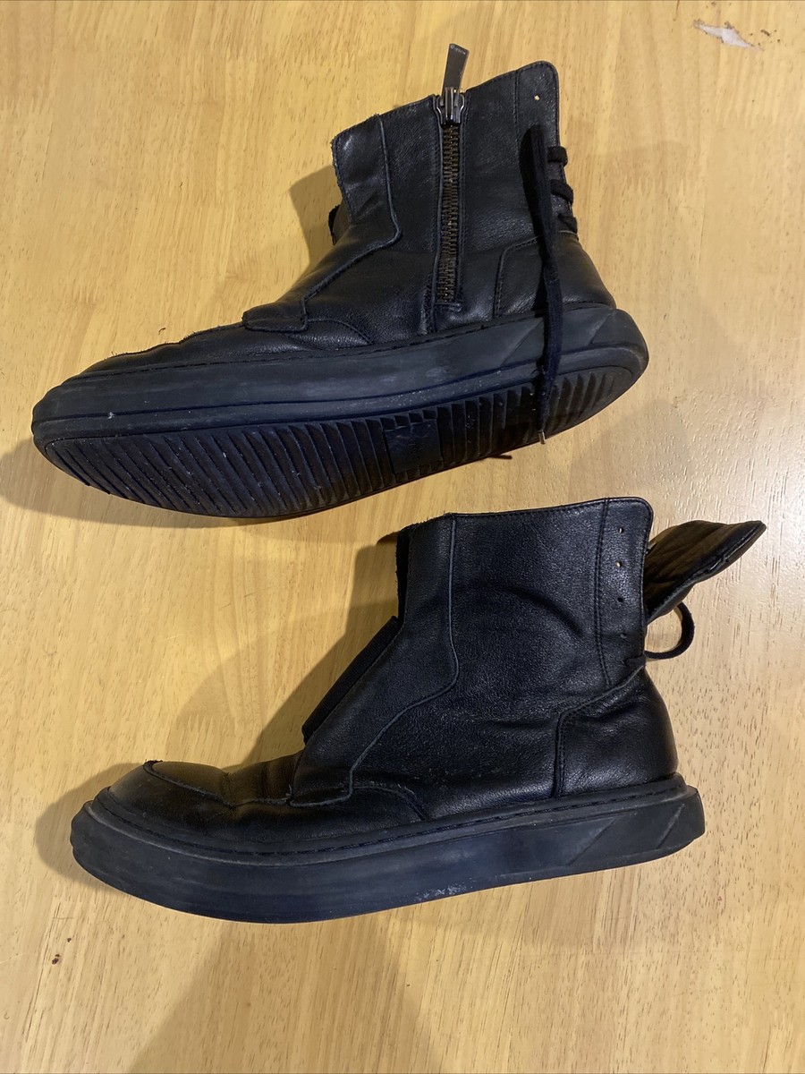 D. GNAK BY KANG.D BLACK LEATHER LACED HI-TOPS BOOTS SHOES  display picture 2
