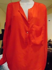  Pure Alfred Sung Women's Orange Blouse Dress Shirt L/S Large