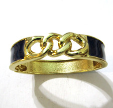 Vintage Enamel Chain Link Gold Tone Bangle Bracelet Hinged