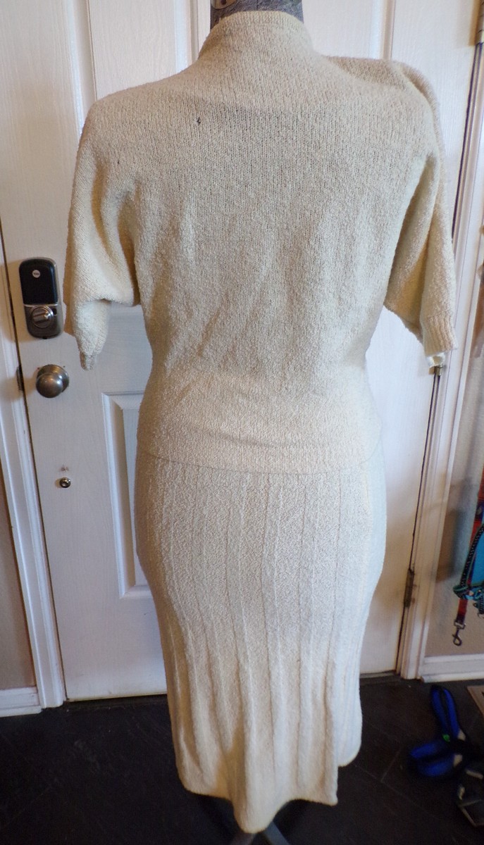 Vintage Styled by Apollo NY 100% Virgin Wool 2-pc Cream Skirt/Top  