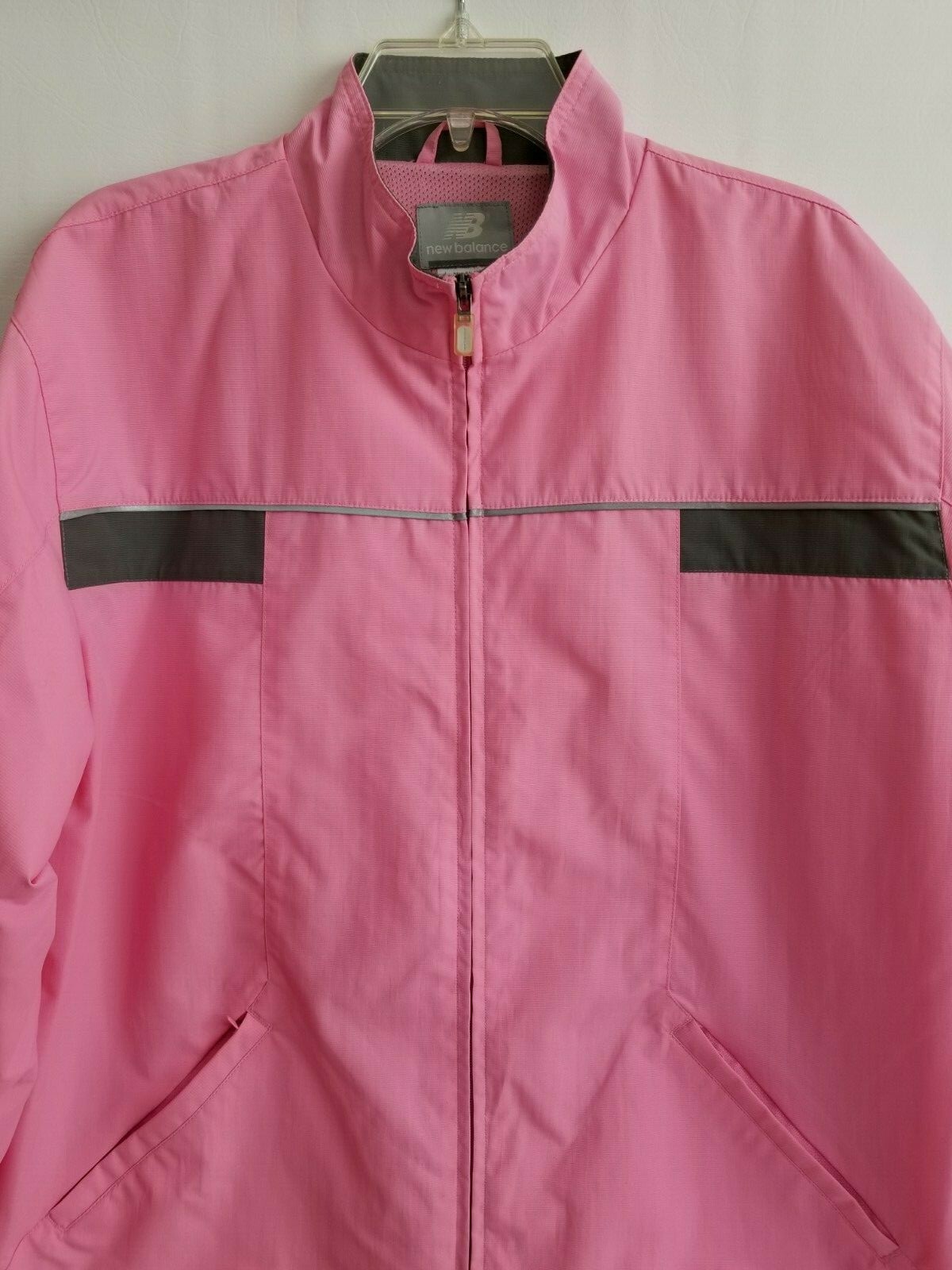 New Balance Womens Athletic Jacket Zip Front Pink Lined Lightweight