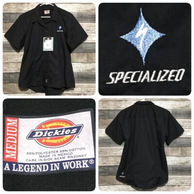 Dickies Specialized Cycling Work Shirt Women s M Black Button Up Short Sleeve C5