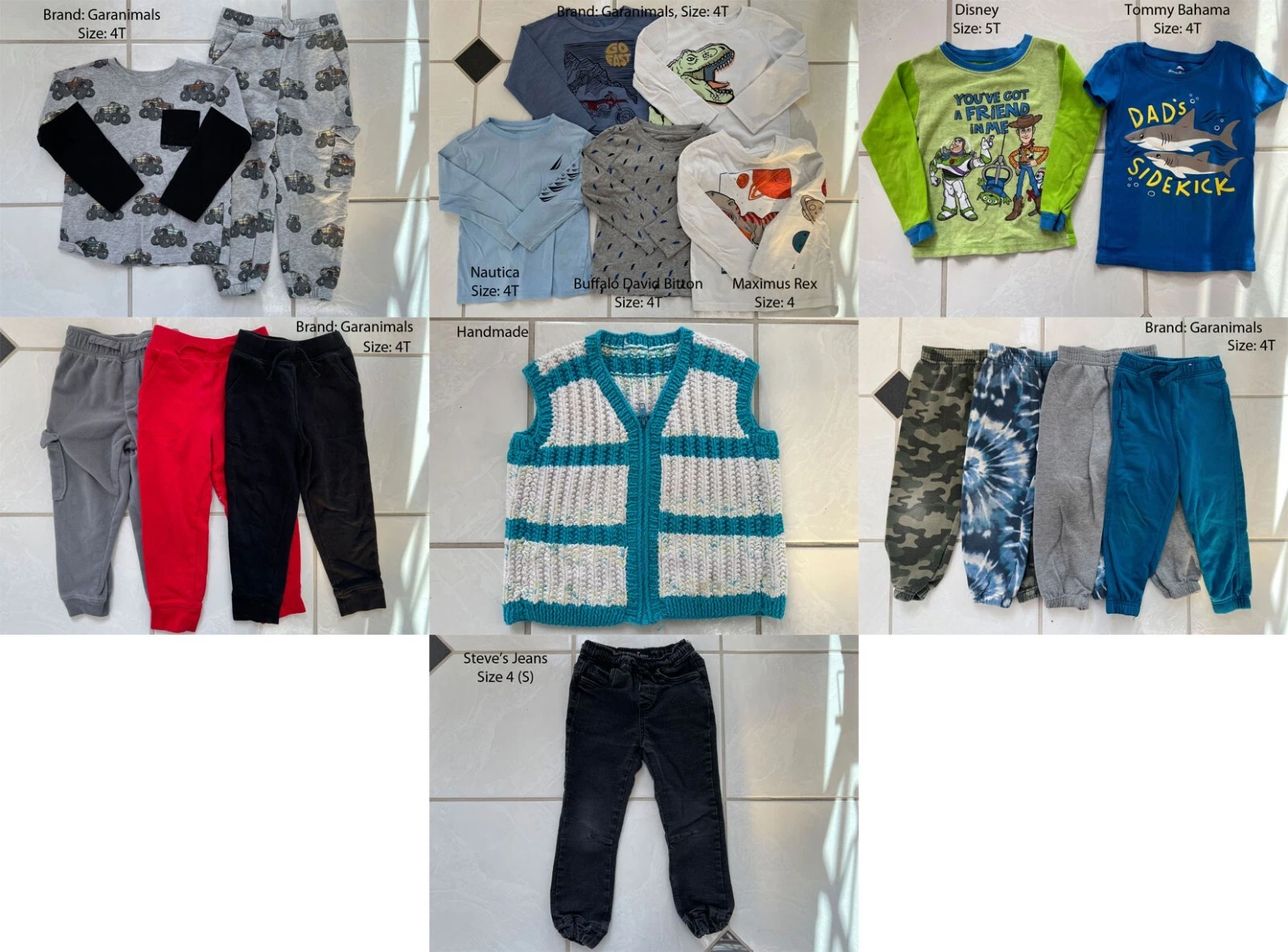 Mixed Lot 15 pcs Baby Boy Clothes Shirt/Jeans/Pants/Vest Size 4T
