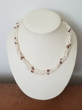 Pearls  Facetted Garnets with Gold-Fill Quadrouple Strand Necklace - No Tariff