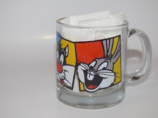 Vintage 1994 Glass Looney Tunes Character Mug. Warner Bro. 10 oz. Made in USA.