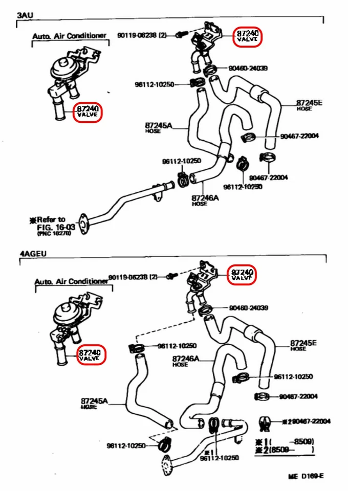 Válvula de agua calentador genuina Toyota Corolla AE86 1984-87 OEM 87240-12210 Foto 3 de 4