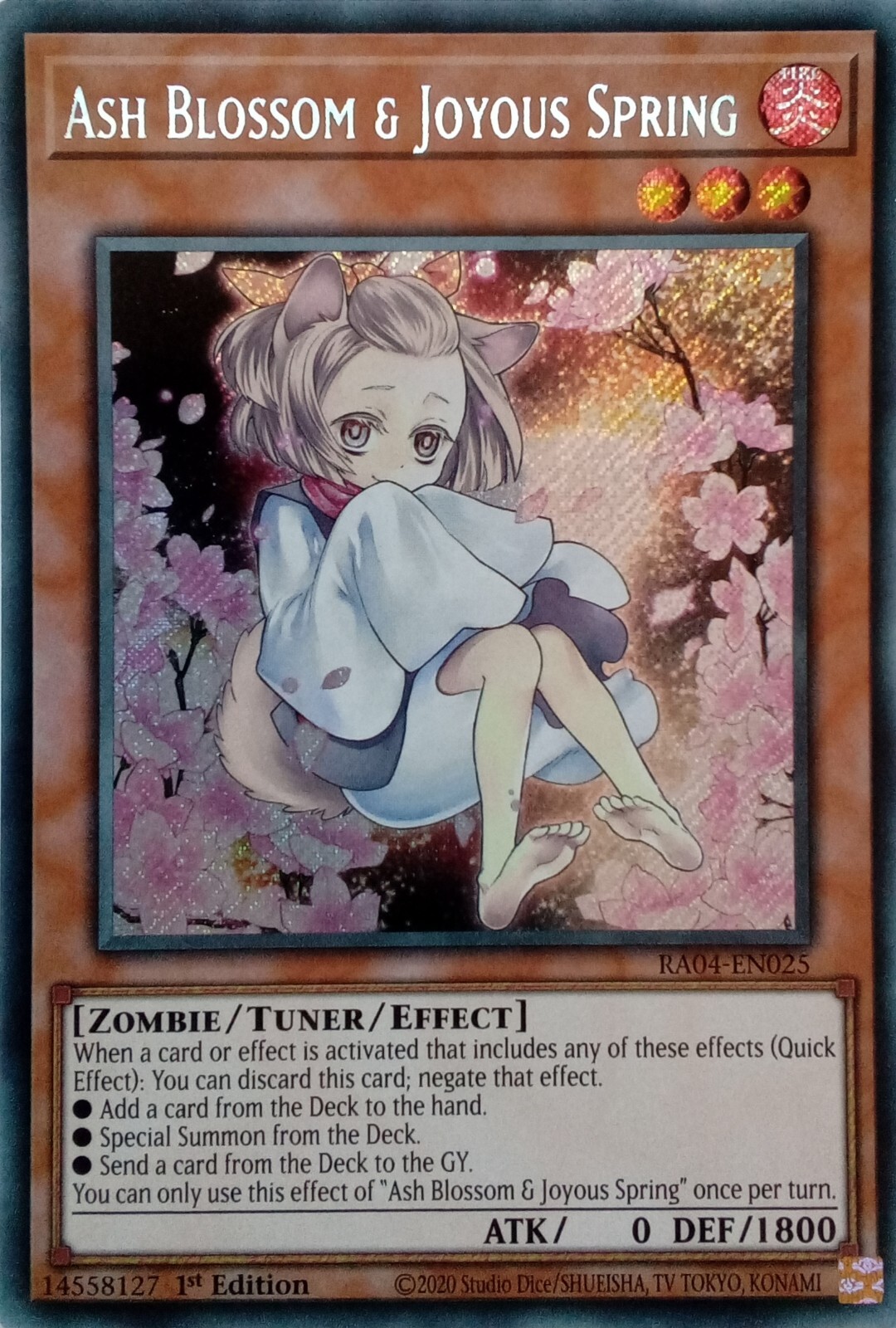 ASH BLOSSOM & JOYOUS SPRING Secret Rare 1st Edition YuGiOh Card RA04-EN025