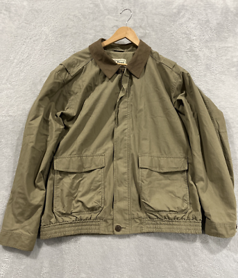 #ad #ad LL Bean Jacket Men’s XL Barn Work Chore Coat Olive Green Beige O DRH9 $34.26