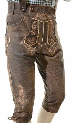 Bavarian Oktoberfest Lederhosen Antique Lamb Leather Tracht Bundhosen #HMBRG