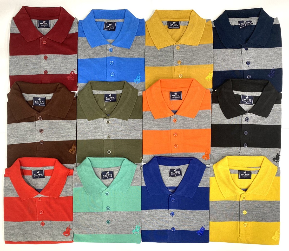 【完売品】Pacific GOLF CLUB ストライプポロシャツ PACIFIC POLO CLUB Men's Slim Fit Short Sleeves Stripes Polo