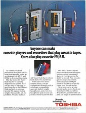 Vintage Print Ad Toshiba KT-S1 / KT-R2 Portable AM/FM Cassette Player - Oct 1981