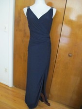Ralph Lauren women navy evening sequined gathered dress New