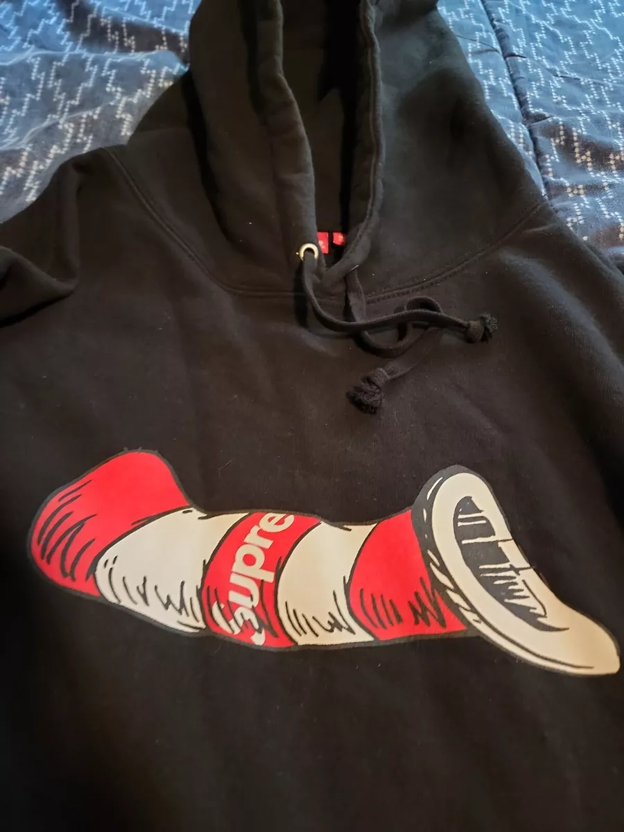 Supreme cat in the hat hoodie Size X Large XL Black heavy thick