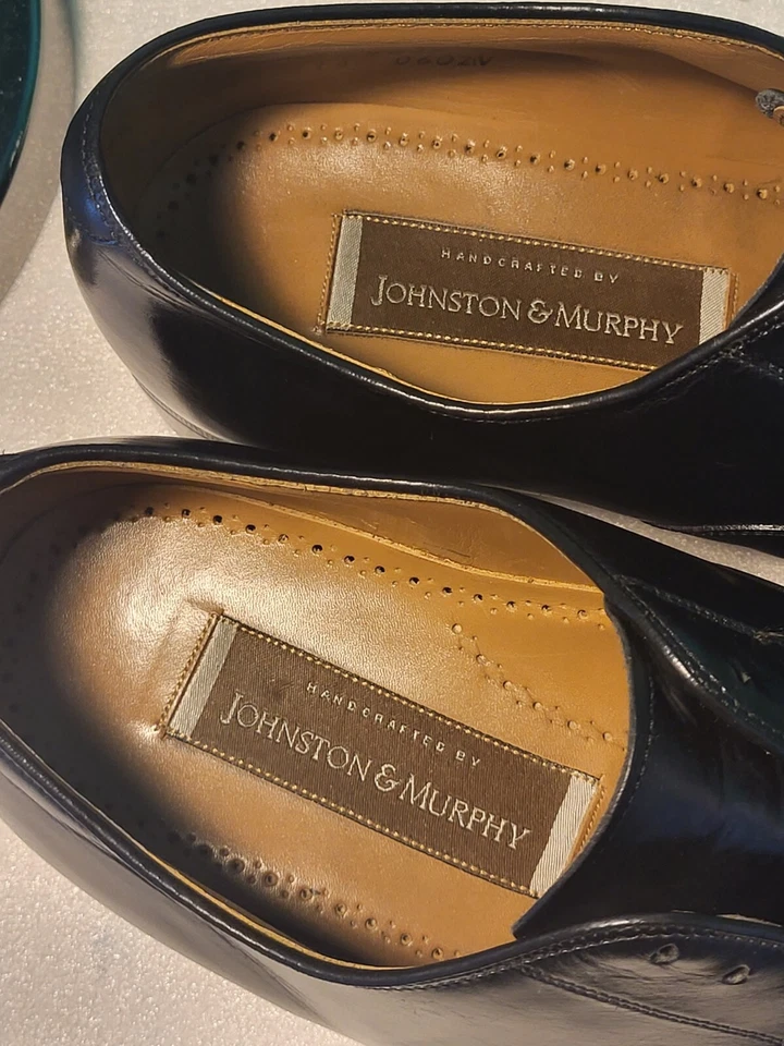 Sapato social Oxford masculino Johnston & Murphy biqueira preta tamanho 9-1/2 D/B- salto  - Imagem 4 de 4