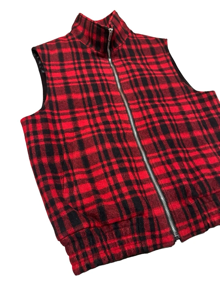 Chaleco a cuadros rojo de lana virgen para mujer Yves Saint Laurent talla L/XL Foto 4 de 4