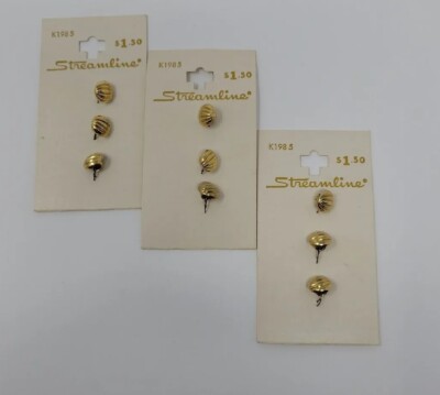 Stream Line Gold Buttons Vintage Streamline Gold Round Buttons NOS (9 total) Size 14 (3/8