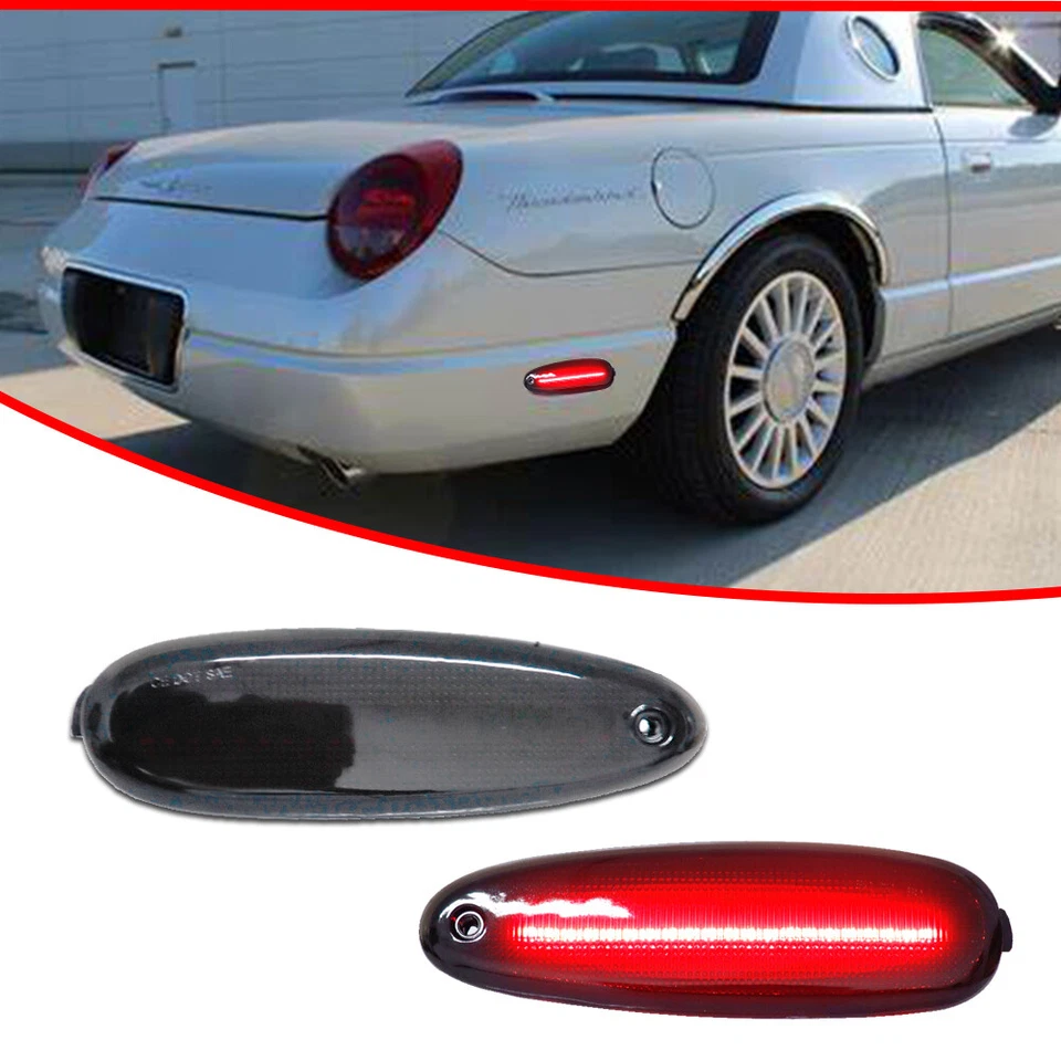 Smoke Red LED Rear Bumper Side Marker Lights For 96-99 Ford Taurus Mercury Sable - Image 2 of 4