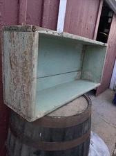 Old BLUE GREEN paint Primitive Chest Trunk base 36x16z10 GREAT PROJECT SIZE