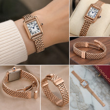: Ceramic Rose Gold Mesh Women Watch Strap 6-16mm For Cartier Omega Rolex Models