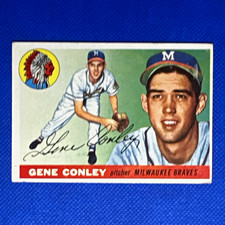 Topps 1955 Topps Gene Conley Rookie #81 Milwaukee Braves Baseball Card. rookie card picture