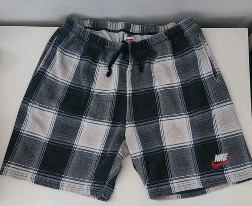 Short sweat à carreaux bleu marine FW18 Supreme x Nike taille L grand short