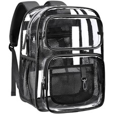 PACKISM Clear Backpack for School - 17 inch Large Heavy Duty Bookbag, Reinforced