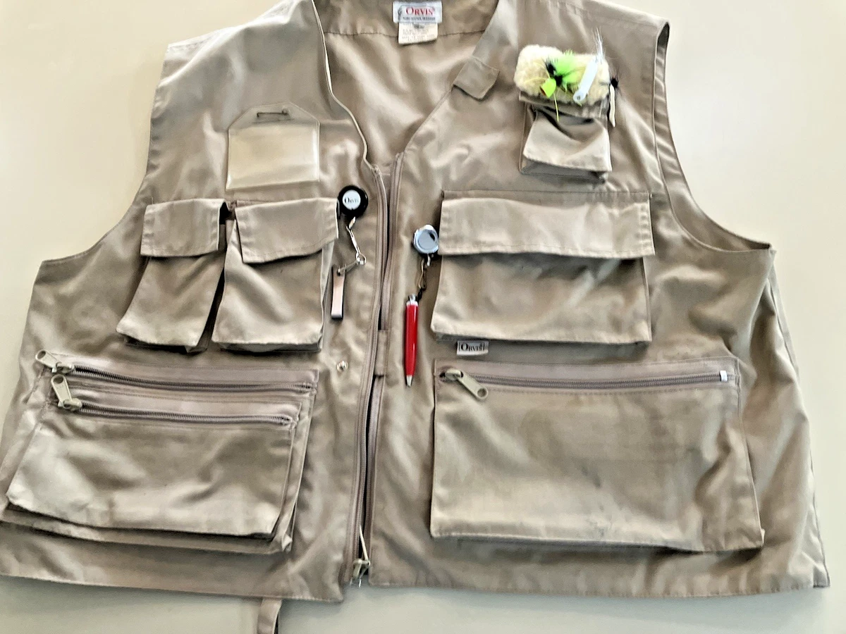 Gilet De Pêche Orvis Clearwater Homme – Taille L – Beige – Multi-poches
