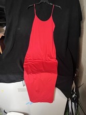 Daisy Brand Red Spaghetti Strap Bodycon Dress Size XL Long Maxi Slit In Back