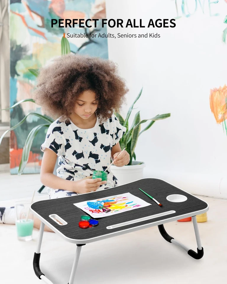 Mesa Plegable para Portátil, Bandeja Portátil para Mesa de Cama de Escritorio para Regazo, Soporte para Portátil con Cu... Foto 3 de 4