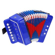 Accordion 10 Keys Button Accordion Mini Musical Instrument Gifts, Navy Blue
