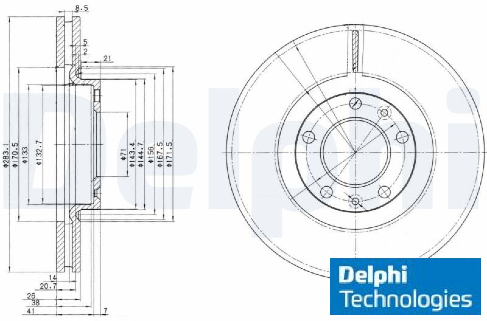 2X Bremsscheibe Delphi BG3682 2 Bremsscheiben Vorderachse Vorne FüR Peugeot-image