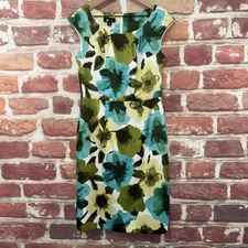 AB Studio Dress Womens 8 Multicolor Watercolor Floral Abstract Casual Career 