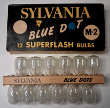 Vintage Sylvania Blue Dot Flashbulbs M-2 NOS 12-Bulbs Open Original Packaging
