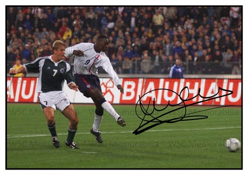 12449. Emile Heskey Signed Pictures A4 Prints England Liverpool Leicester Villa