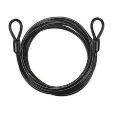 3/16" Dia 9.2ft Security Cable Lock Vinyl Coated Steel with Loops Black