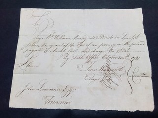 1781 Revolutionary War Pay Note Order Signed Lawrence William Moseley Wyllys exc