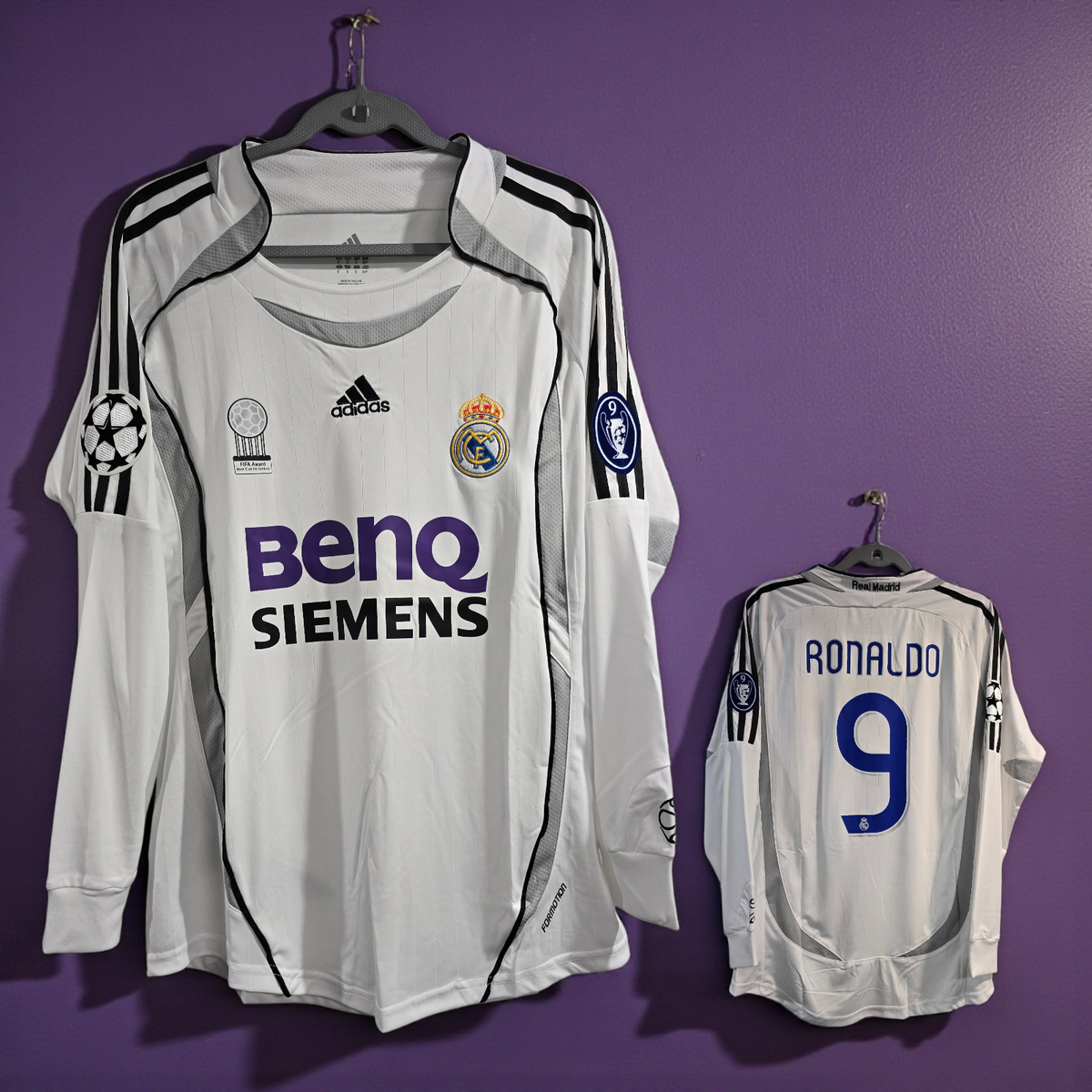 01 - R. Madrid 06/07 Home UEFA - White - Ronaldo # 9 - Large (Run