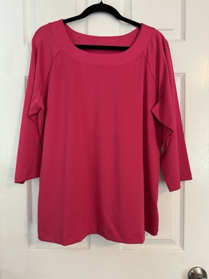 Susan Graver Essentials Scoop Neck Tunic Travel Knit Shirt Berry Pink Top 1X