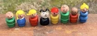 Vintage Lot of 8 Fisher Price Little People Family All WOOD Figures Straight Dog